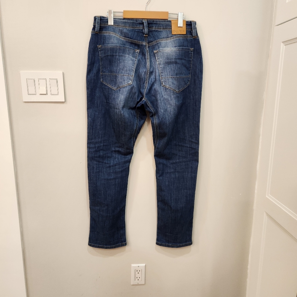 DU/ER Jeans Mens 32x30 L2X Relaxed Taper Fit Blue Stretch Pants DUER Dark Wash - Picture 4 of 16
